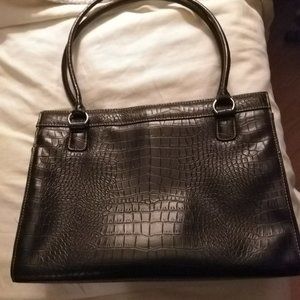 Brown Leather-Free Crocodile-embossed Tote